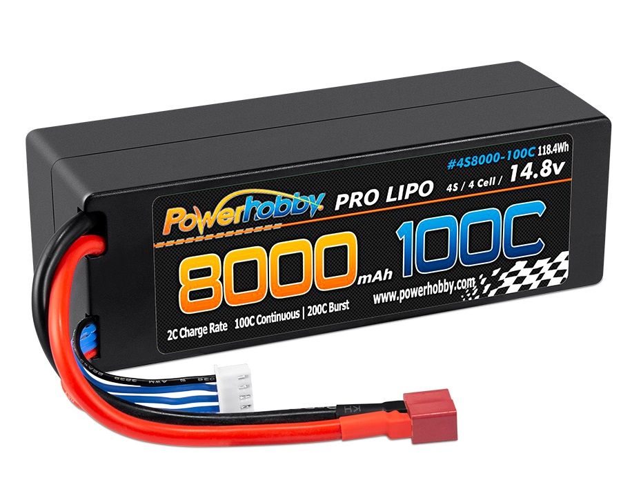 Powerhobby 4s 14.8V 8000MAH 100C Lipo Battery w Deans Plug